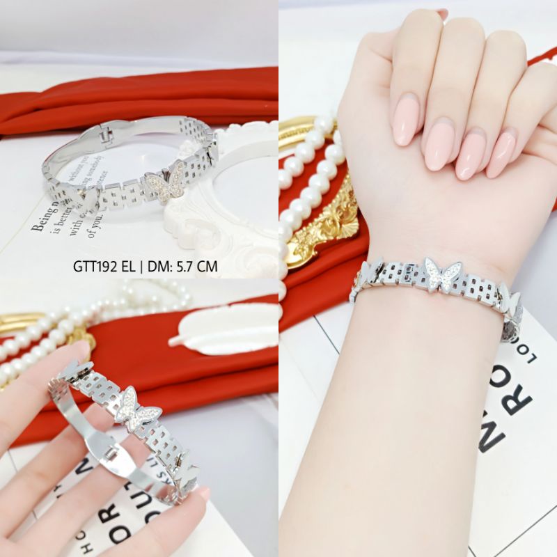 Gelang Titanium Wanita Kupu Kupu Silver GTT192 EL