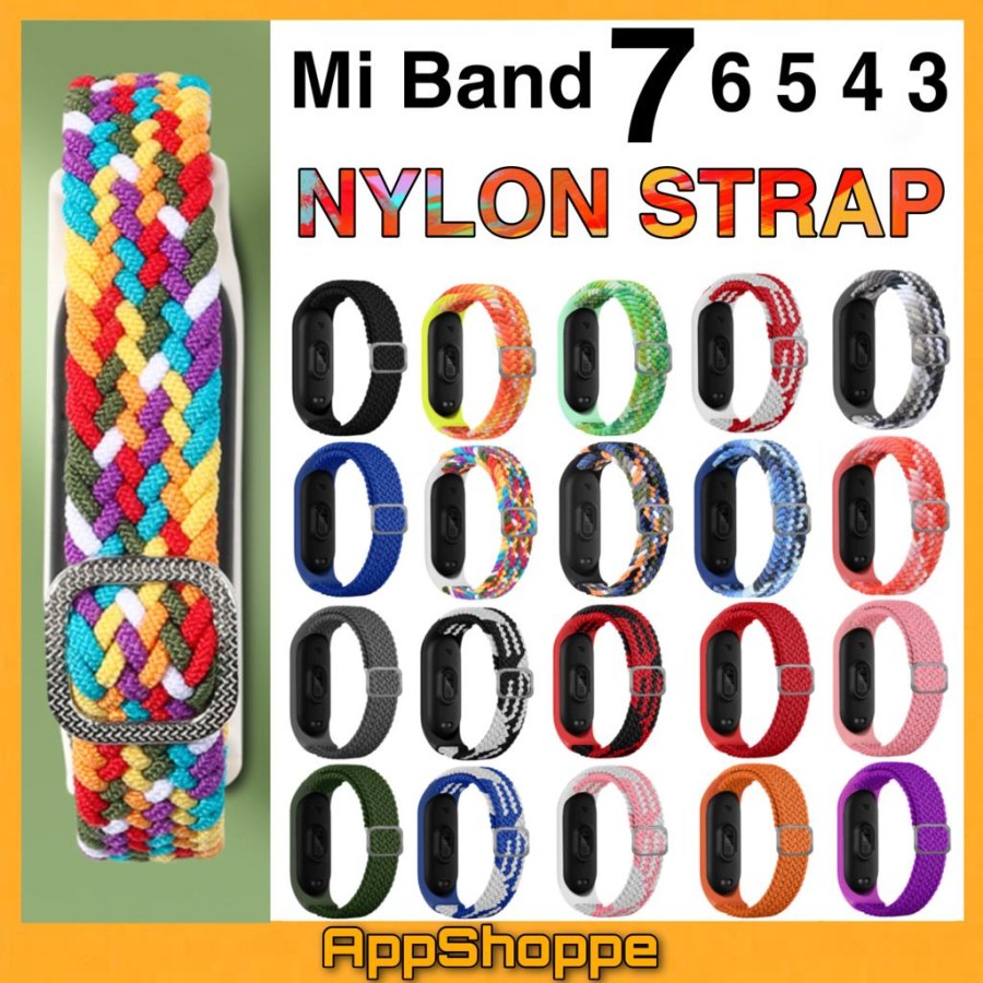 Tali Nilon Gelang Tangan Kepang STRAP Mi Band 7 6 5 4 3 Tali Lentur