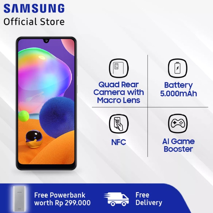 SAMSUNG GALAXY A31 8/128 GB GARANSI RESMI SEIN - GALAXY A31 2020