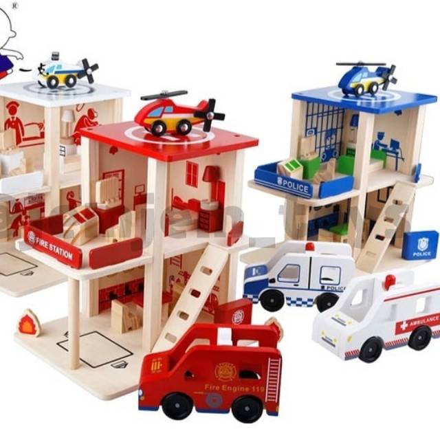 Jual Wooden Fire/Police Station 