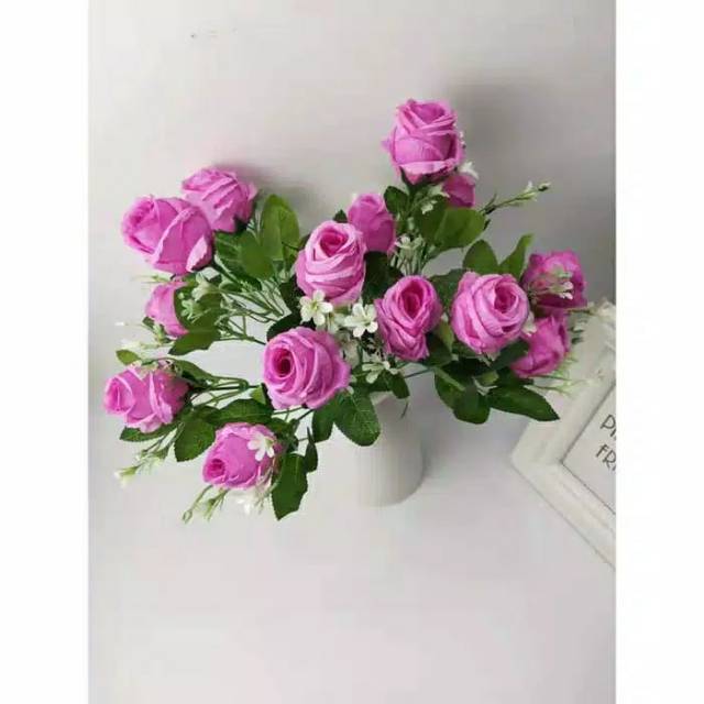 Bunga Mawar 7 cabang Artificial / Bunga Plastik Rose 7 Kuntum-5