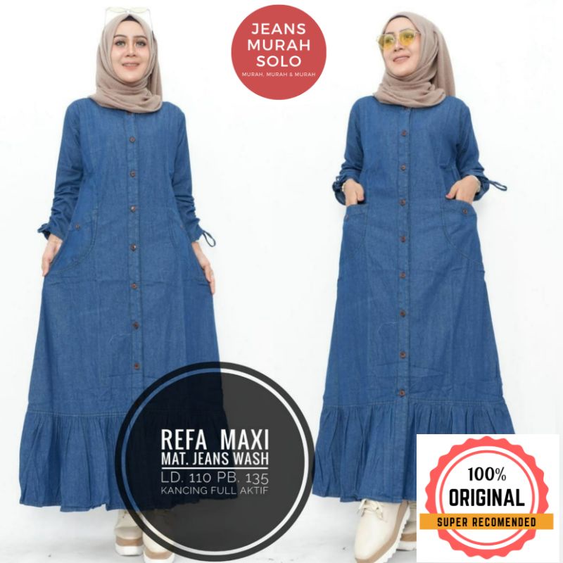 Jual Refa Gamis muslim import Bahan JEANS original Ld 110 pb 135 Recomended  By Nayla
