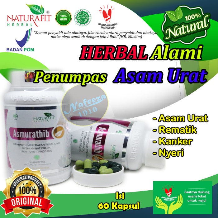 OBAT ASAM URAT NATURAFIT ASMURATHIB 60 KAPSUL - obat asam urat dan kolesterol nyeri sendi/obat asam 