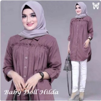 Tunik Baju Atasan Wanita Remaja Import Modis Kekinian Murah Terbaru 2022 Hilda Modern Bahan Katun Su