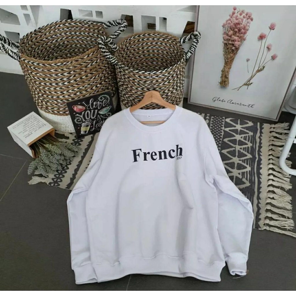 SWEATER CREWNECK WANITA FRENCH - SWEATER FLEECE TEBAL TERMURAH