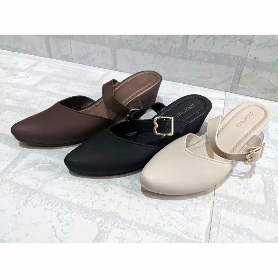 (COD) Sandal Selop Wanita Jelly Wedges Tali Tengah Porto LTC