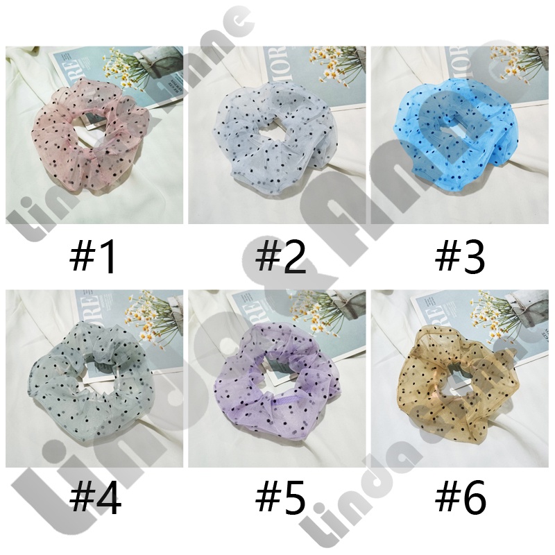 Ikat Rambut Wanita Korea Polkadot Transparan Fashion Aksesoris Rambut Wanita / Scrunchie Transparan