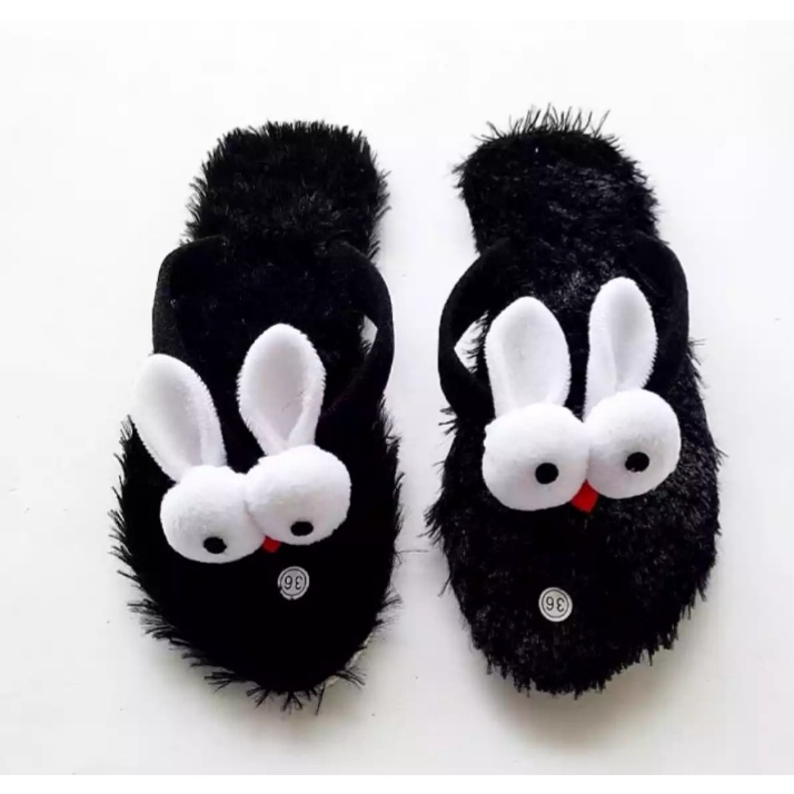 Arkn-SandaL Wanita Bulu Rabbit Terbaru Bisa Cod Bayar Di Tempat