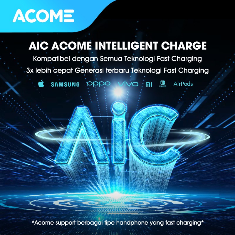 ACOME POWERBANK 20000mAh FAST CHARGING LED DISPLAY DUAL INPUT &amp; OUTPUT GARANSI RESMI 18 BULAN AP202