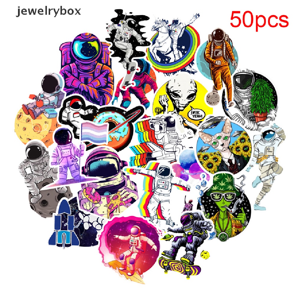 50 Pcs Stiker Graffiti Astronot Tahan Air Untuk Skateboard Koper Laptop