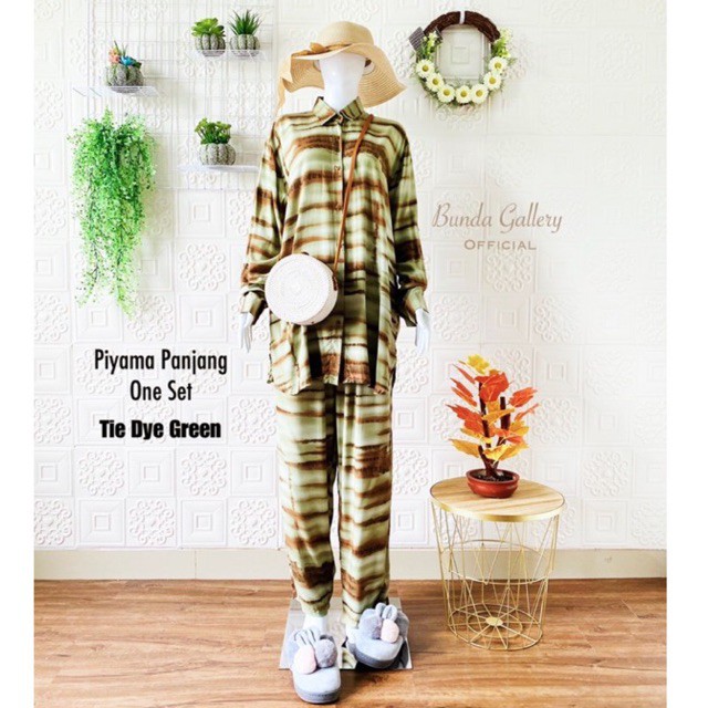 Piyama Rayon One Set Tie Dye Green