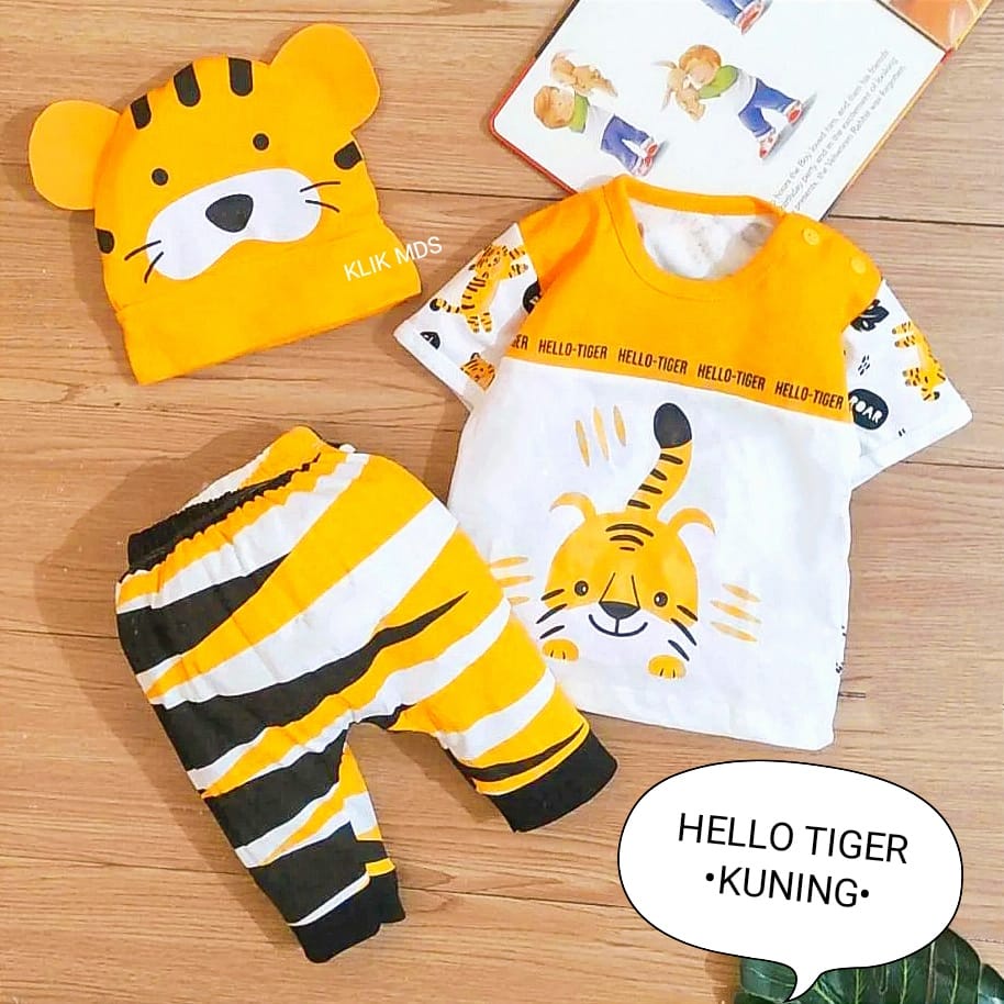 Setelan Bayi Laki-Laki atau Perempuan Free Topi Pakaian Bayi Happy Lion 1 Ukuran Estimasi 0-9 Bulan