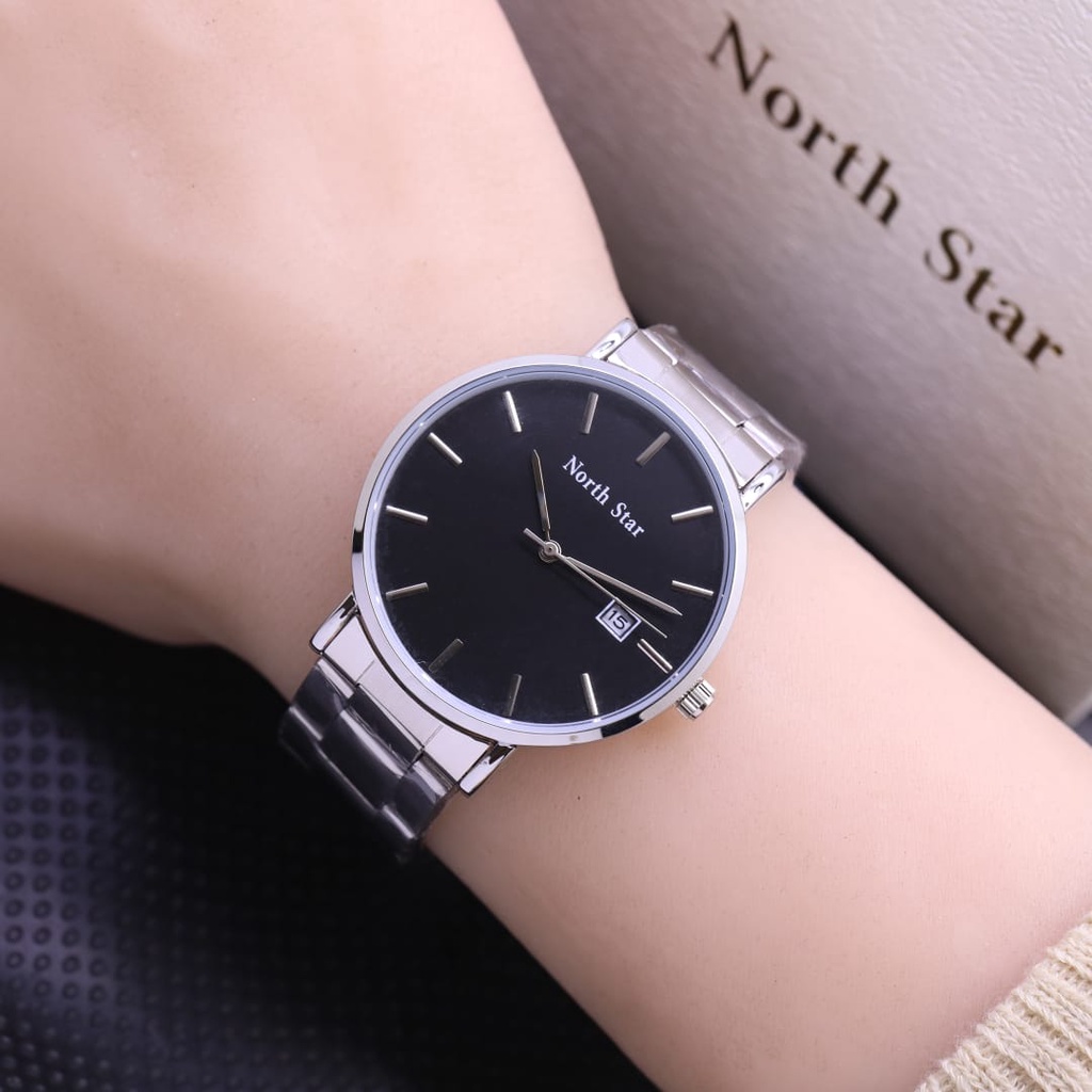 Jam Tangan Wanita North Star L71001S Tali Rantai Tanggal Aktif Free Box Exclusive &amp; Baterai