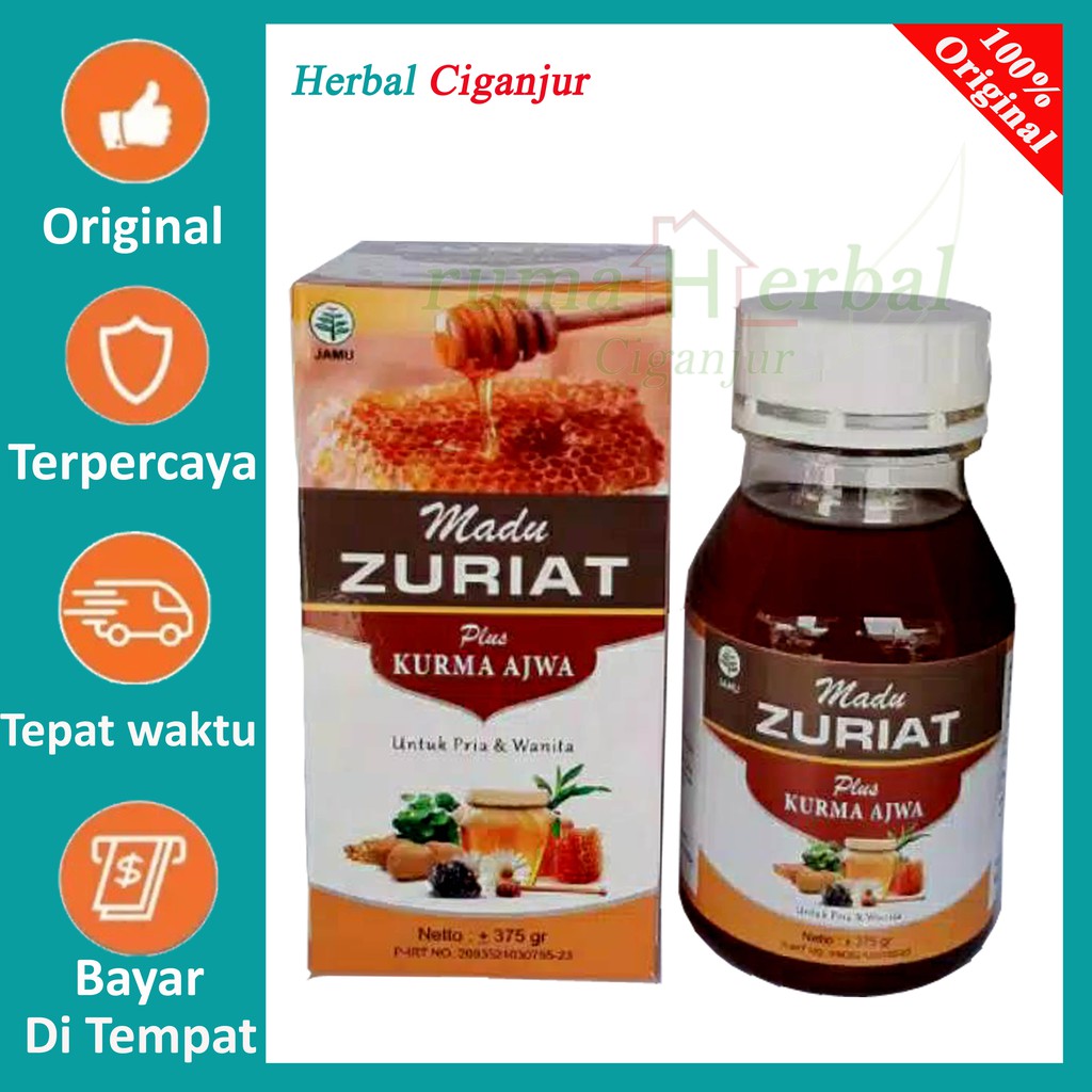 Madu Zuriat plus Kurma Ajwa Herbal Zuriat Madu 21 Promil Isi 350 gr