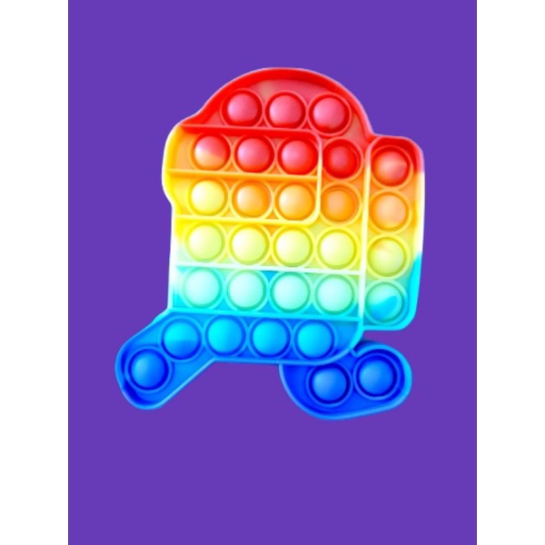 ready Banjarmasin fidget Pop It warna biasa/Pelangi its Mainan anak penghilang stres-Among Us lari