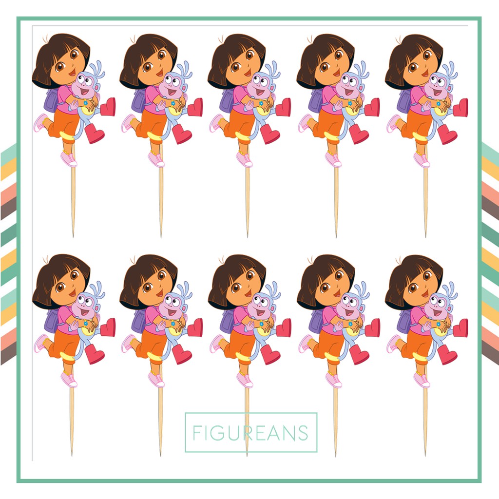 Jual Perlengkapan Pesta Dora The Explorer New Cup Cake Topper Set Isi