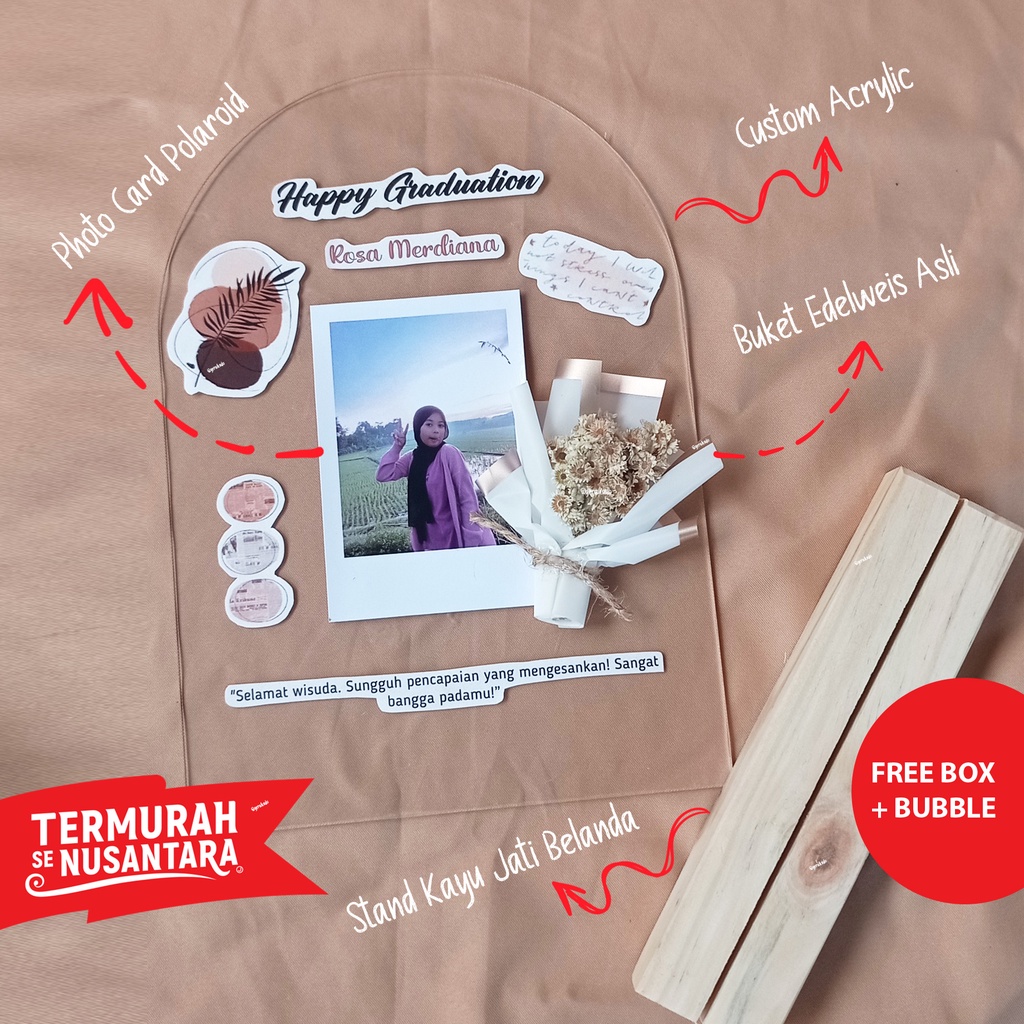 Custom Acrylic foto kado wisuda kado ulang tahun kado pernikahan kado tunangan
