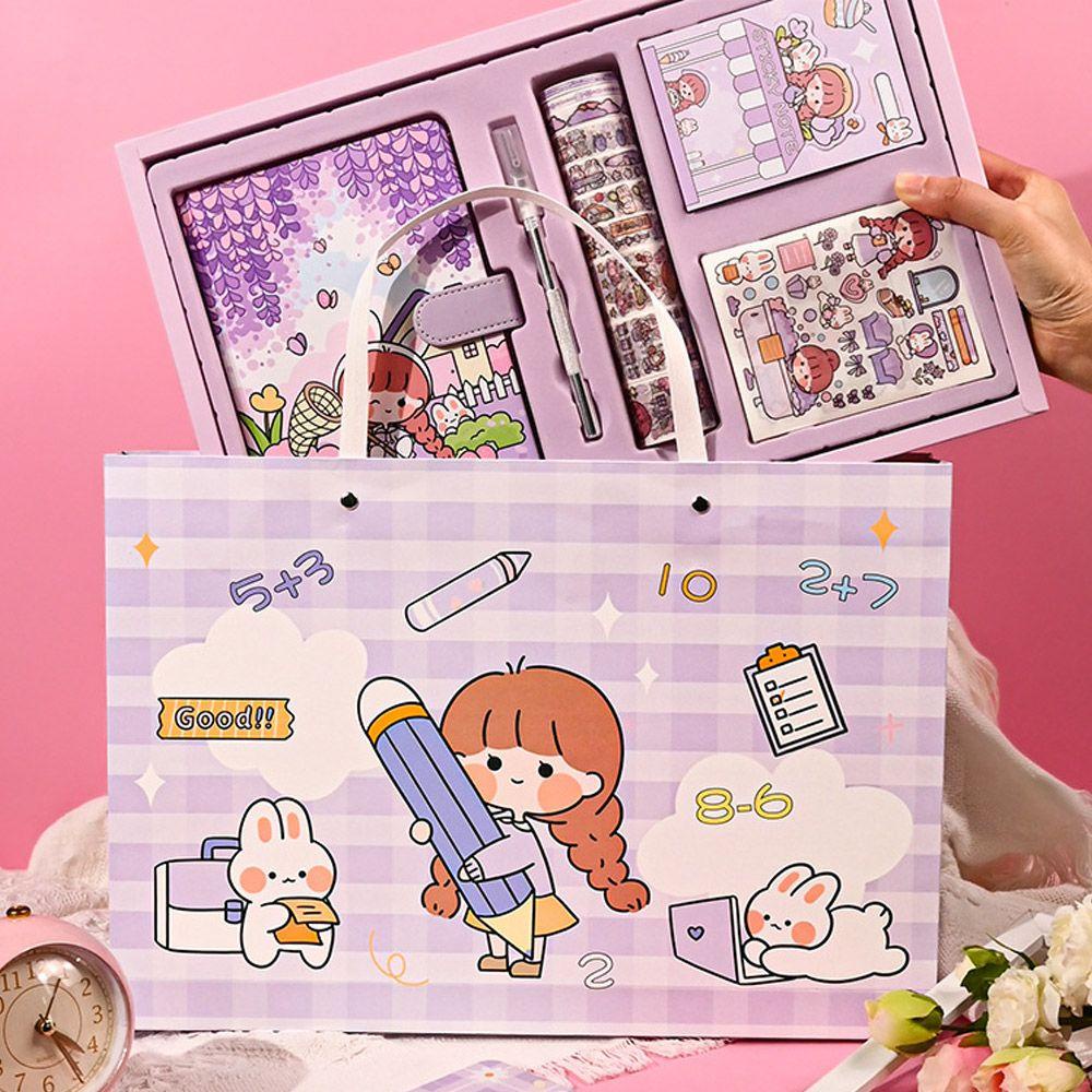 Top Hand Ledger Set Portable Mini Girl Heart Sticker Tape Bahan Diary Book