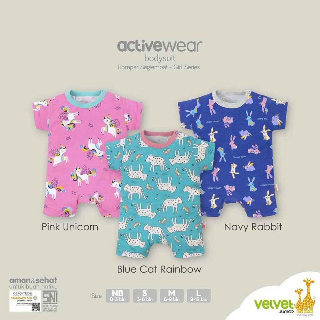 Jumper Bayi Premium VELVET Active Wear NB S M L Bodysuit Pendek Romper Segitiga Segiempat New Born