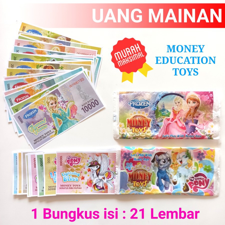 GROSIR UANG MAINAN ANAK KARAKTER ISI 21 LEMBAR UANG UANGAN DUIT KERTAS