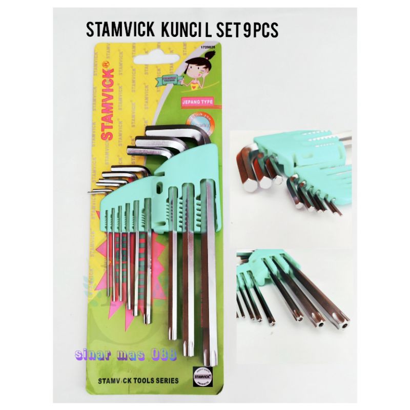 STAMVICK KUNCI L SET 9 PCS / KUNCI L BAGUS / UKURAN KOMBINASI / KUNCI L MURAH