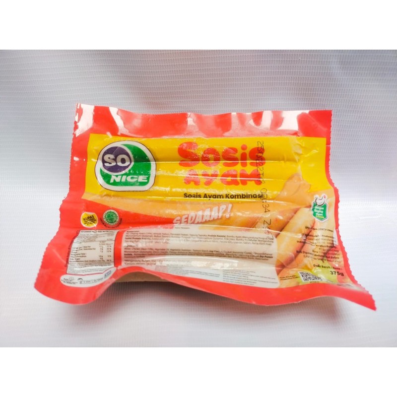 SOSIS AYAM SO NICE SEDAP CHICKEN SAUSAGE HALAL 375 GR / 1000 GR