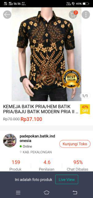 Kemeja Batik Pria/hem Batik Pria/baju Batik Modern Pria Ii Motif Mustika Ii Pbi