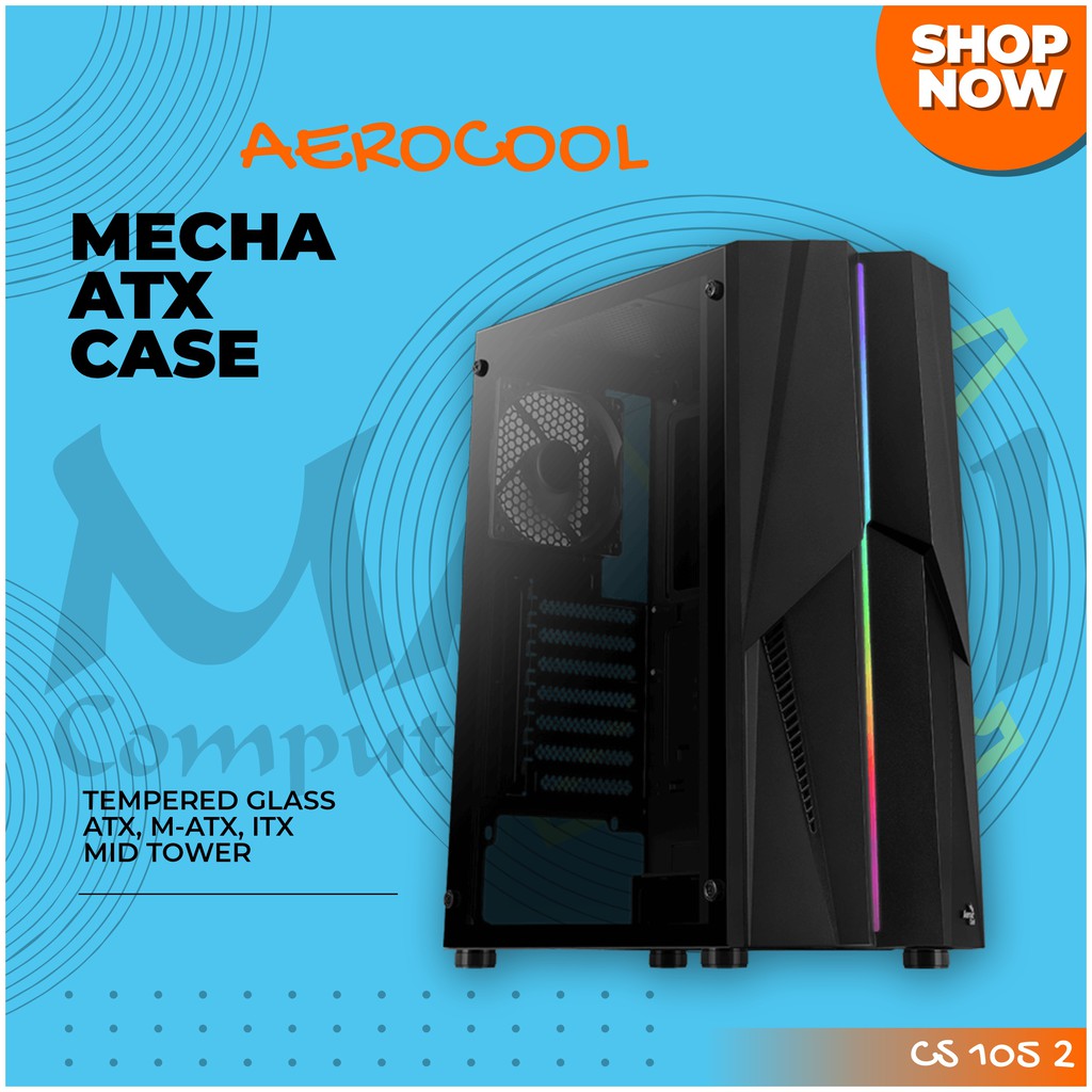 AeroCool Mecha Bold RGB Front Panel Design Tempered Glass ATX Mid Tower Gaming Casing