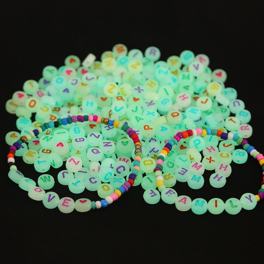 50 / 100pcs Manik-Manik Luminous Bahan Akrilik Untuk Membuat Perhiasan Gelang Kalung Charms