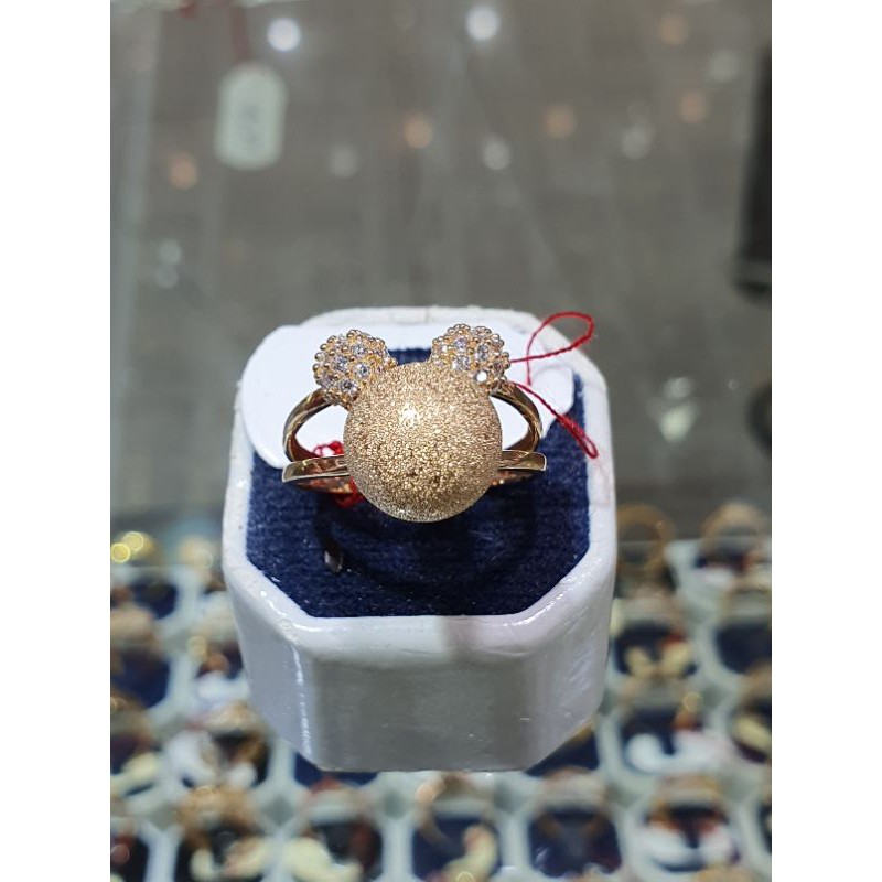 cincin bola dua baris  emas asli cakep