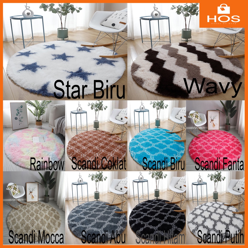 Karpet Bulat Motif Karpet Lantai Terbaru Dekorasi Ruangan Diameter 1 Meter l Happyonshop