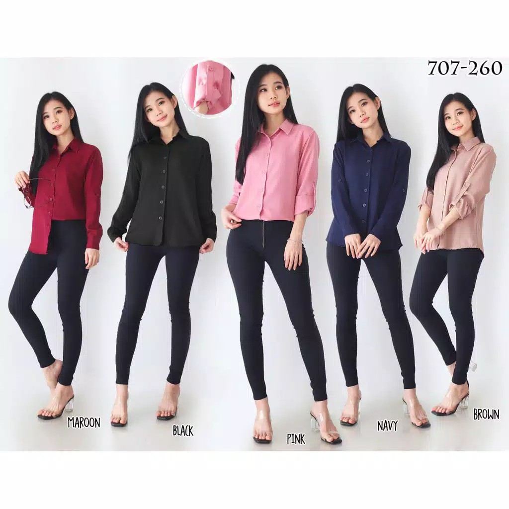 KEMEJA AUREL / KEMEJA BASIC Wanita Polos Basic Lengan Panjang