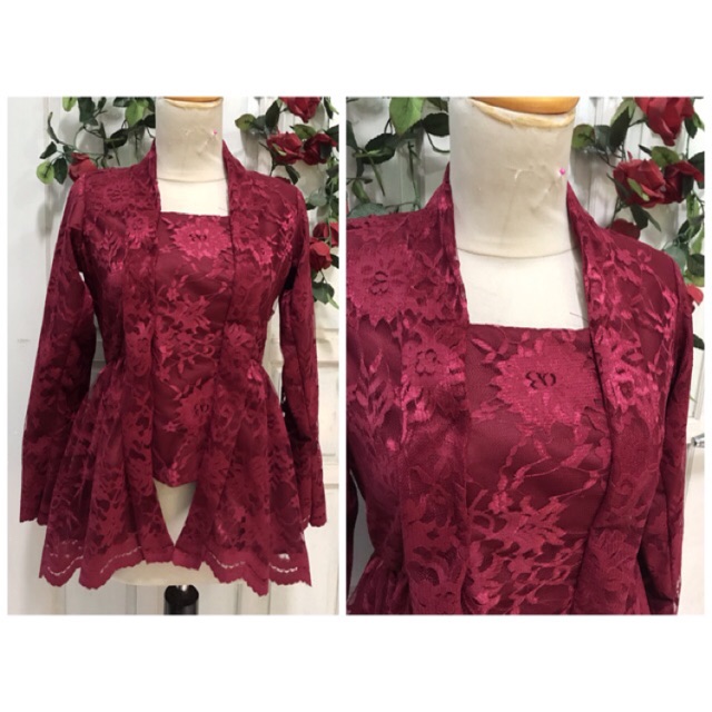 Kebaya Maroon kutubaru peplum sasmaya