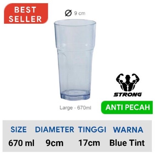 Gelas Plastik Anti Pecah 670ml | Gelas Es Teh Anti Pecah