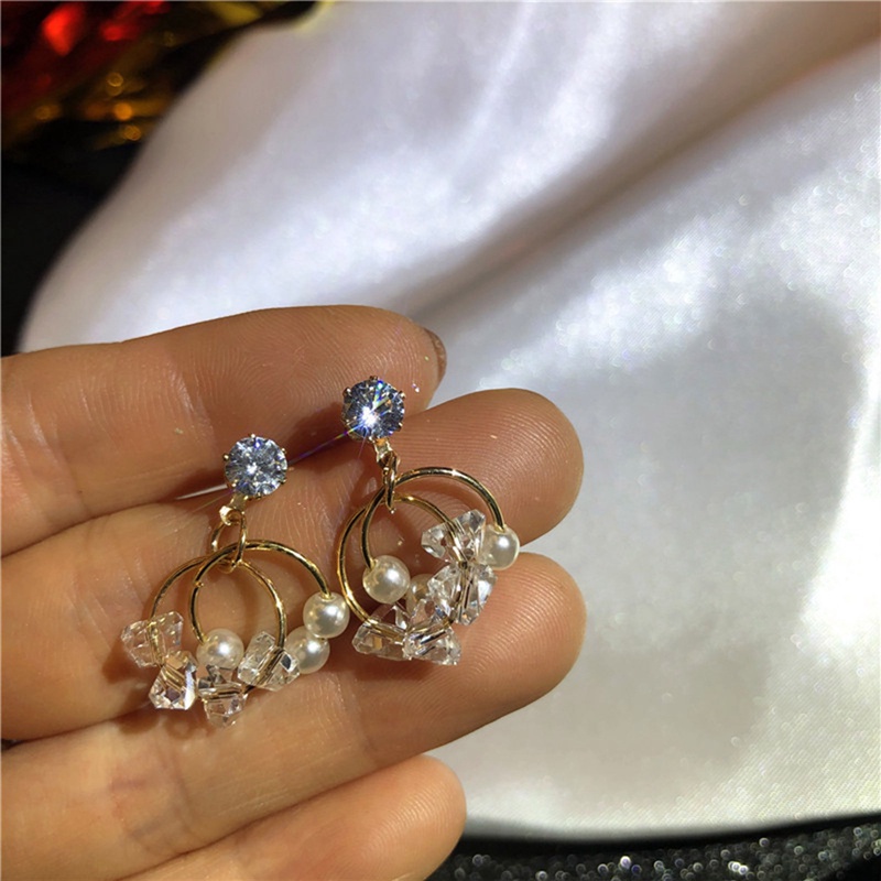 Anting Tusuk Silver 925 Wanita Hias Mutiara Gaya Korea