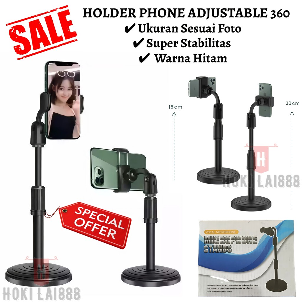Holder Phone Adjustable -  Holder Phone Rotari 360 - Holder Stand Phone Live