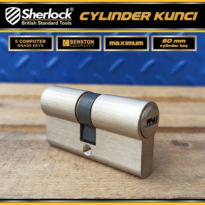 Silinder Kunci Pintu Komputer Sherlock (Anti Duplikat) Brass 60 mm