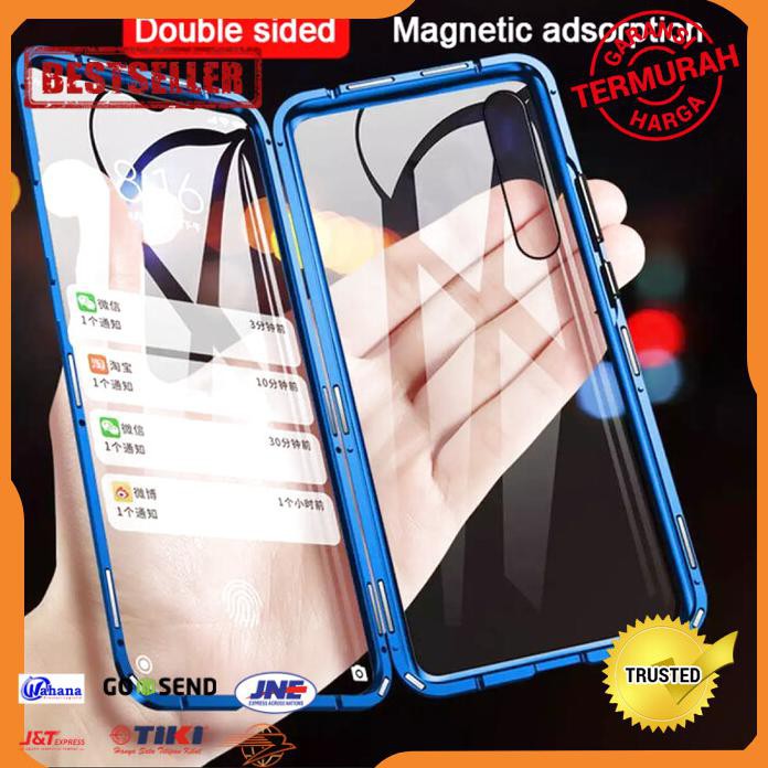 SAMSUNG A30S MAGNETIC DUOBLE GLASS CASING CASE COVER METAL