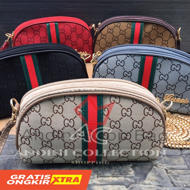 Tas Slempang Wanita Gucci Strap Kerang 2Ruang - Tas Selempang Wanita 0579