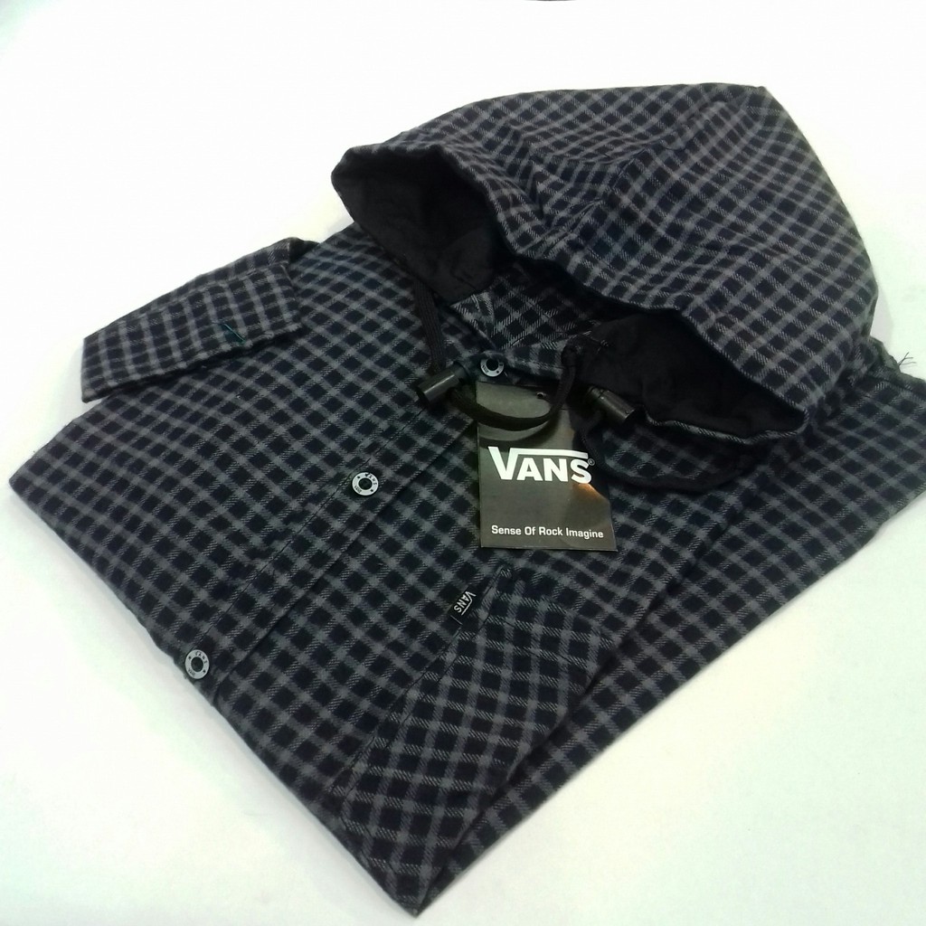 kemeja flanel kupluk pria