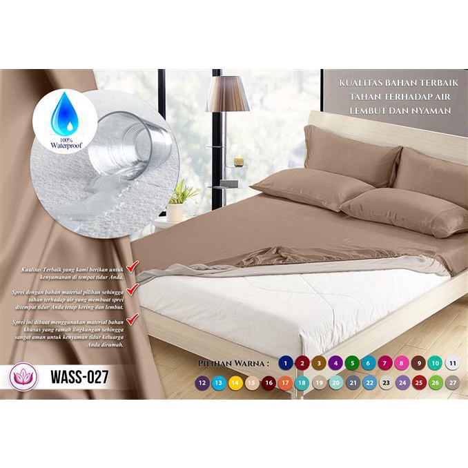 Sprei Waterproof Polos Capucino Premium Anti Ompol Anti Air size 90 100 120 160 180 200 WP