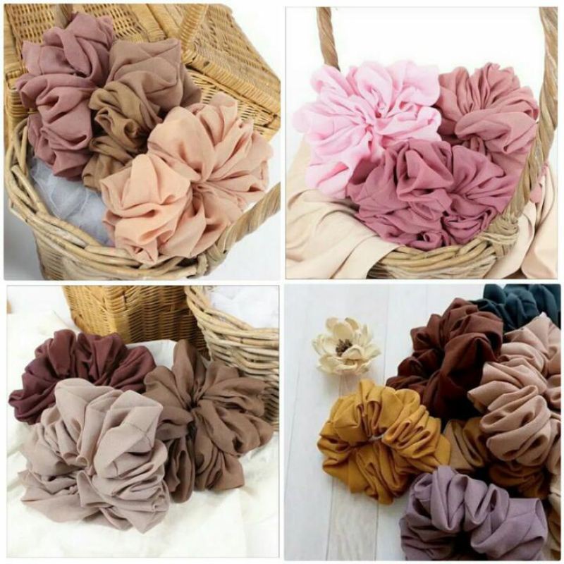 IKAT RAMBUT SCRUNCHIE PU LEATHER HAIR RUBBER BANDS SCRUNCHIE IKAT RAMBUT