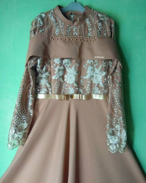 GAMIS BRUKAT MEWAH KOMBINASI POLOS MOTE PRINCESS