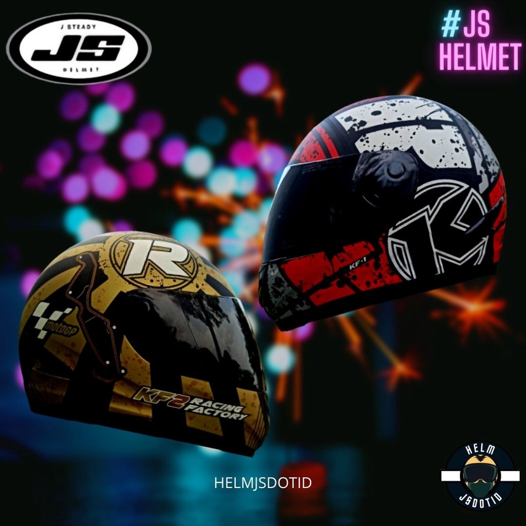 Jual Helm Full Face JS SNI New Motif K R Visor Drak Smoke Murah