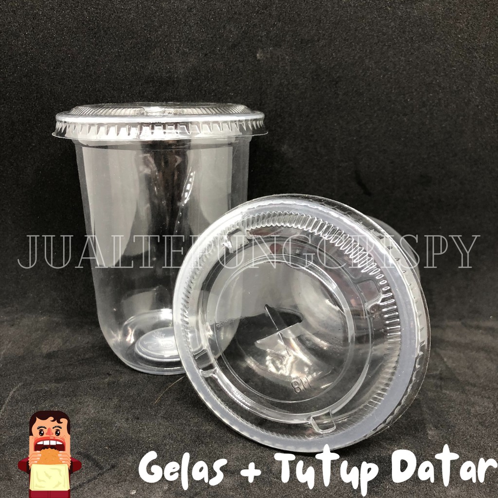 Gelas Plastik 16oz oval / Gelas Plastik Oval / Cup Minuman Tanpa Tutup / Datar / Cembung