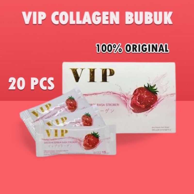 ORIGINAL 100% VIP COLLAGEN m 1 Box isi 20 SUPLEMEN KECANTIKAN COLAGEN MINUMANORIGIMAL PERAWATAN PEMUTIH KULIT WAJAH KOLAGEN DRINK BPOM ORIGINAL