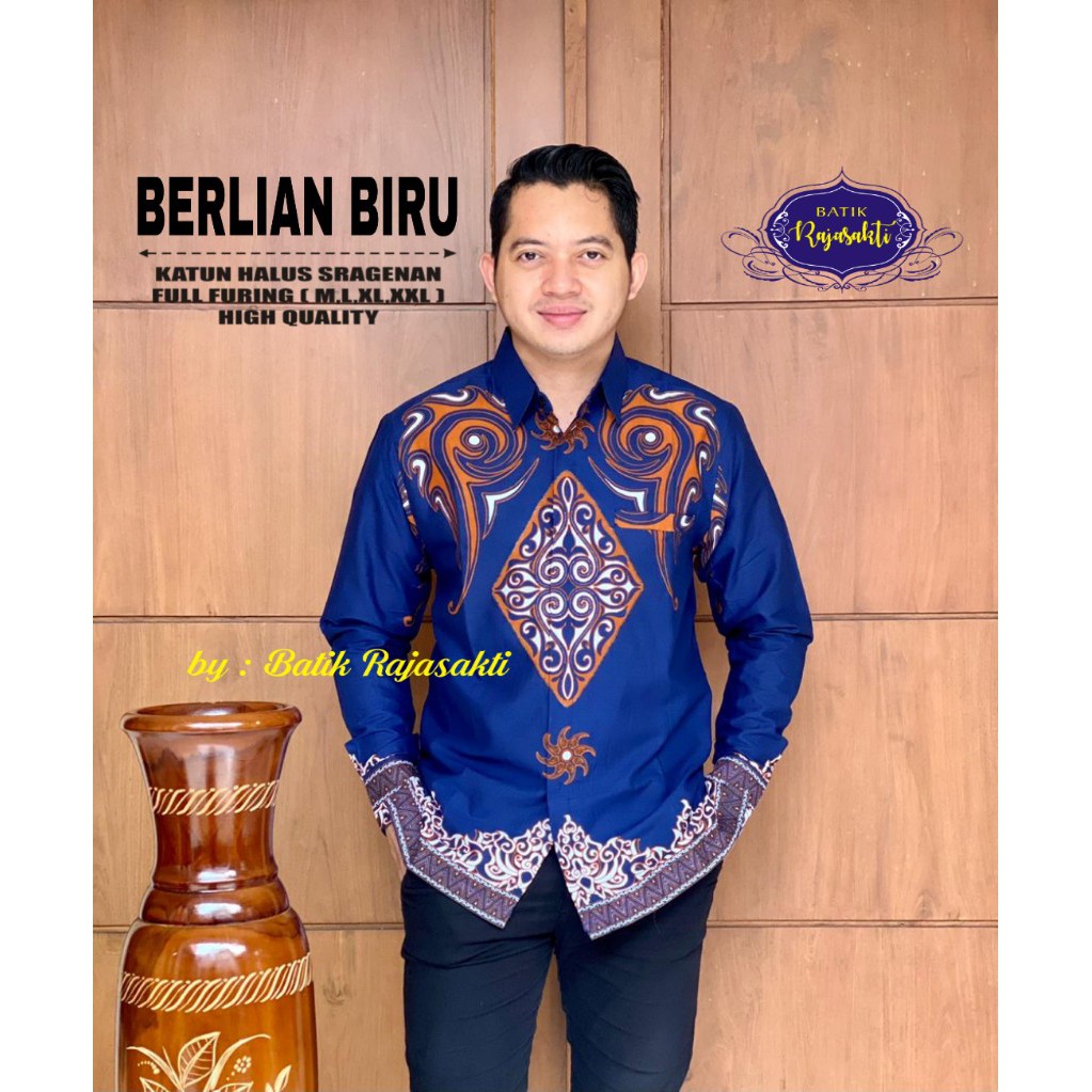 BERLIAN BIRU RAJASAKTI KEMEJA BATIK SOLO PRIA LENGAN PANJANG PENDEK LAPIS FURING ATASAN PREMIUM MODERN KATUN HALUS OKOWIRYO PRASADO MERAK MANIZE DEVABROTO ARYOBIMO JEPUN FAWWAZ DAUN FAWWAZO OMAR MISTARO RED MANIZ DAVINAH 2 HANA MEWAH PANCASILA RED LOVENO