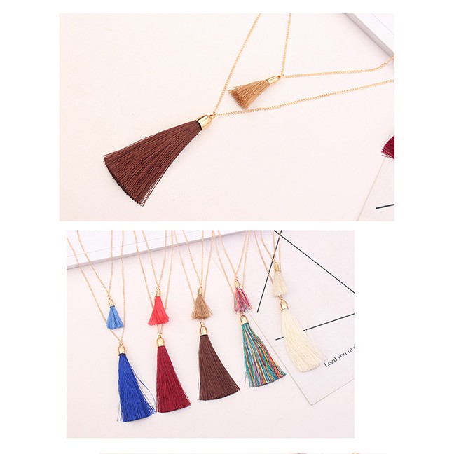 LRC Kalung wanita Fashion Tassel Decorated Necklace