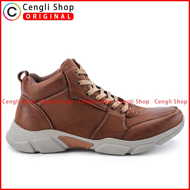 SEPATU BOOT CASUAL JIM JOKER PRIA ORIGINAL KULIT ASLI COKLAT JJ10