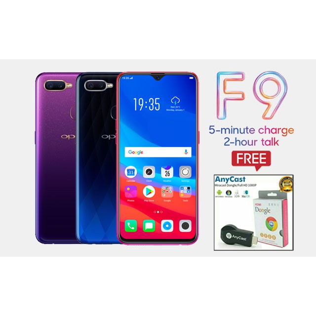 OPPO F9 - 6/64GB - Garansi Resmi - BONUS Anycast HDMI